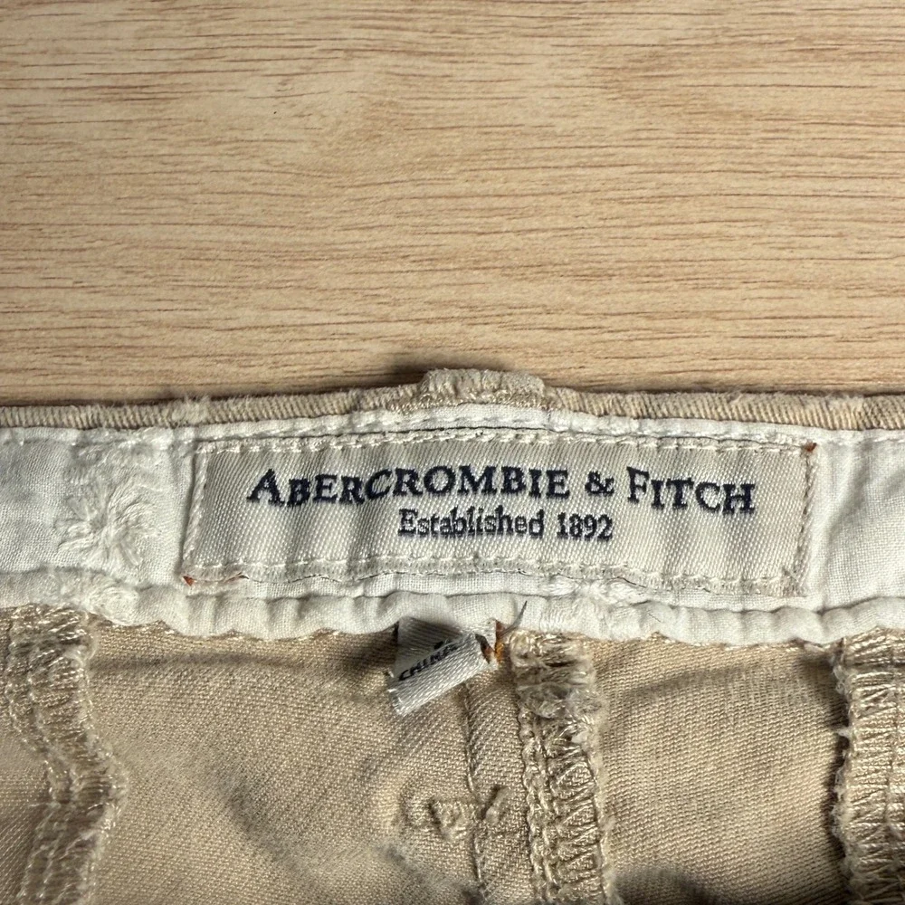 Y2K Abercrombie & Fitch Khaki Capri Pants Womens‎ 6 Tan Stretch Cotton Chino